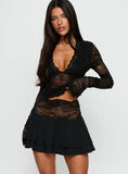 Kecia Lace Waistband Mini Skirt Black