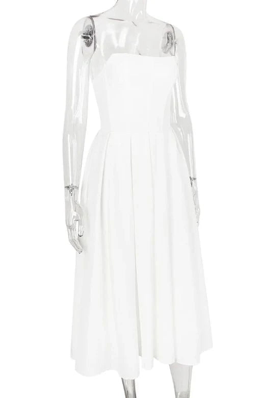 Capri Strapless Midi Dress White Pearl