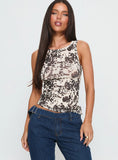 Rodeo Baby Ruched Boat Neck Top Cow Print