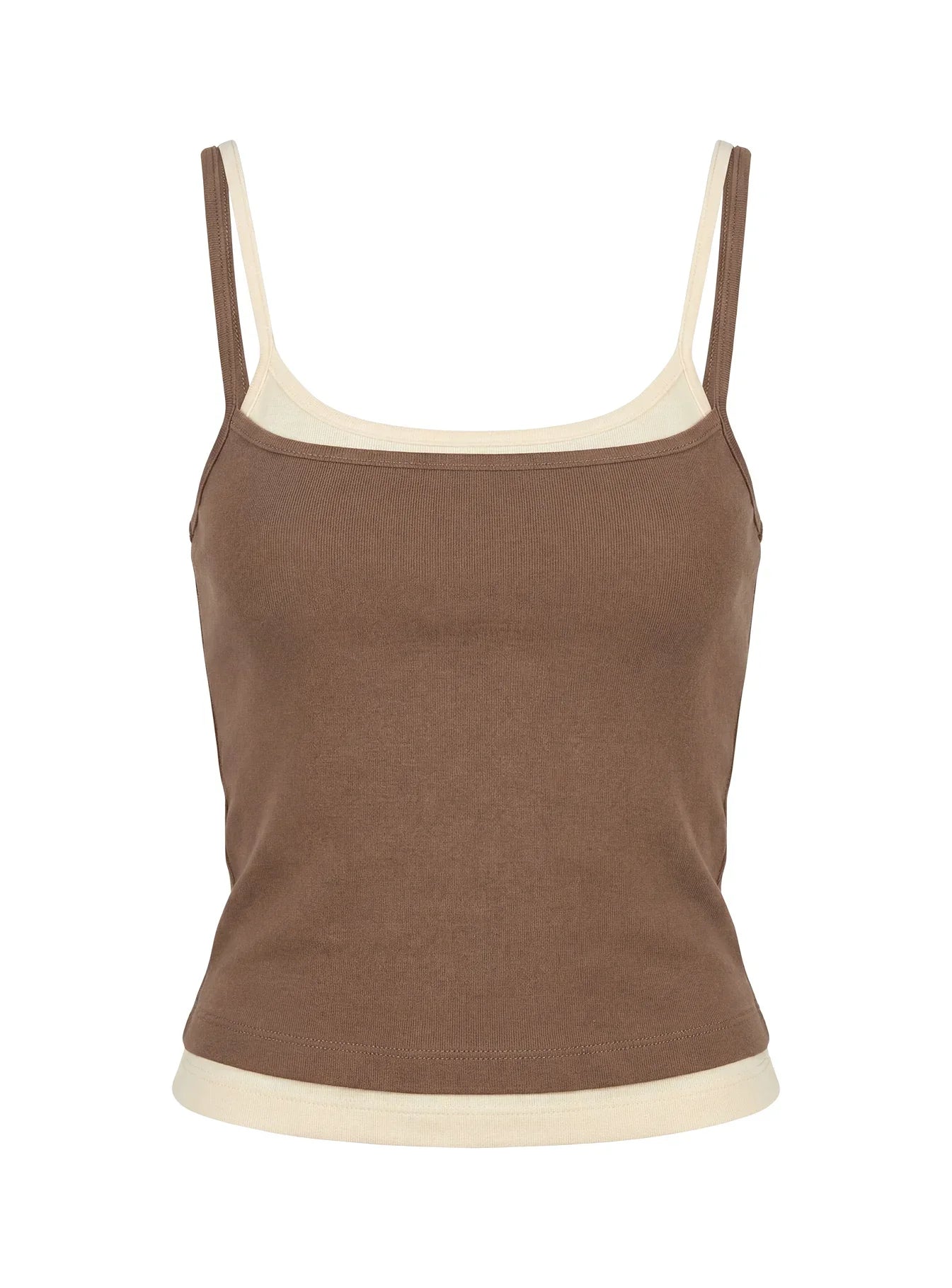 Maeka Layered Jersey Tank Top Brown Cream