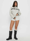 Overstayed Zip Through Cardigan Grey