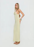 Cinderella Knit Floral Detail Maxi Dress Lemon Yellow