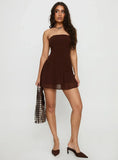 Hadlea Strapless Asymmetrical Mini Dress Brown