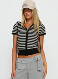 Kahlee Zip Through Hoodie Grey Black Stripe