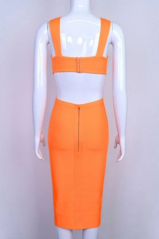 Sasha Bandage Midi Dress Apricot Orange