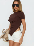 Lioxa Ruched Waist Tee Chocolate