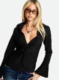 Serita Twist Detail Long Sleeve Shirt Black