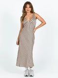 Nellie Midi Dress Black Beige