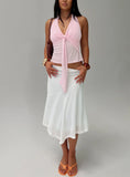 Adrea Asymmetrical Midi Skirt White