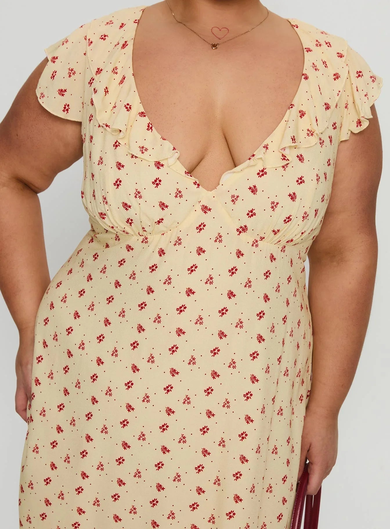 Just Me And You Frill Mini Dress Yellow Floral Curve