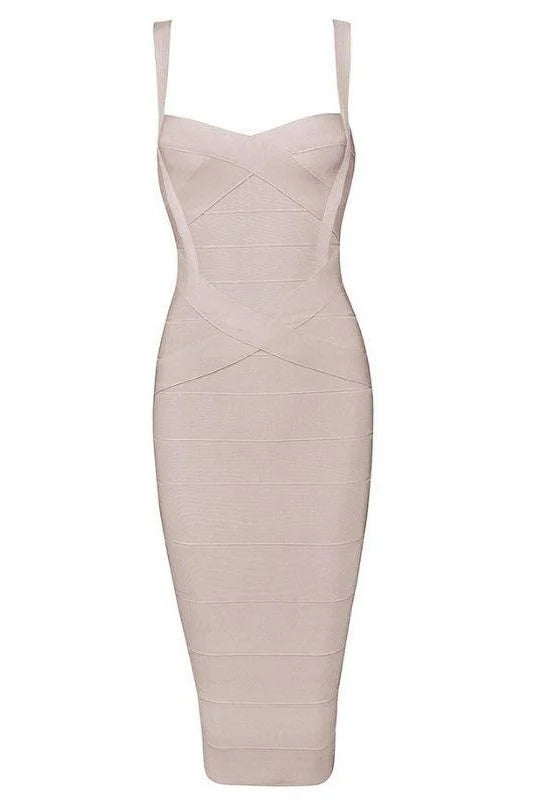 Heidi Bandage Midi Dress Cream