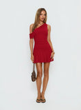 Darline One Shoulder Mini Dress Red
