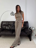 Gavrielle Jersey Wide Leg Pants Chocolate / Cream Stripe