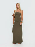 Erita Strapless Maxi Dress Kahki