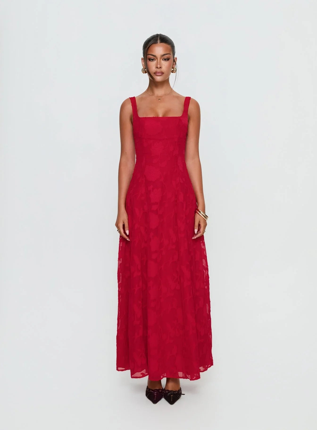 Margaux Burnout Maxi Dress Red