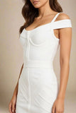 Sophia Bandage Dress White Pearl