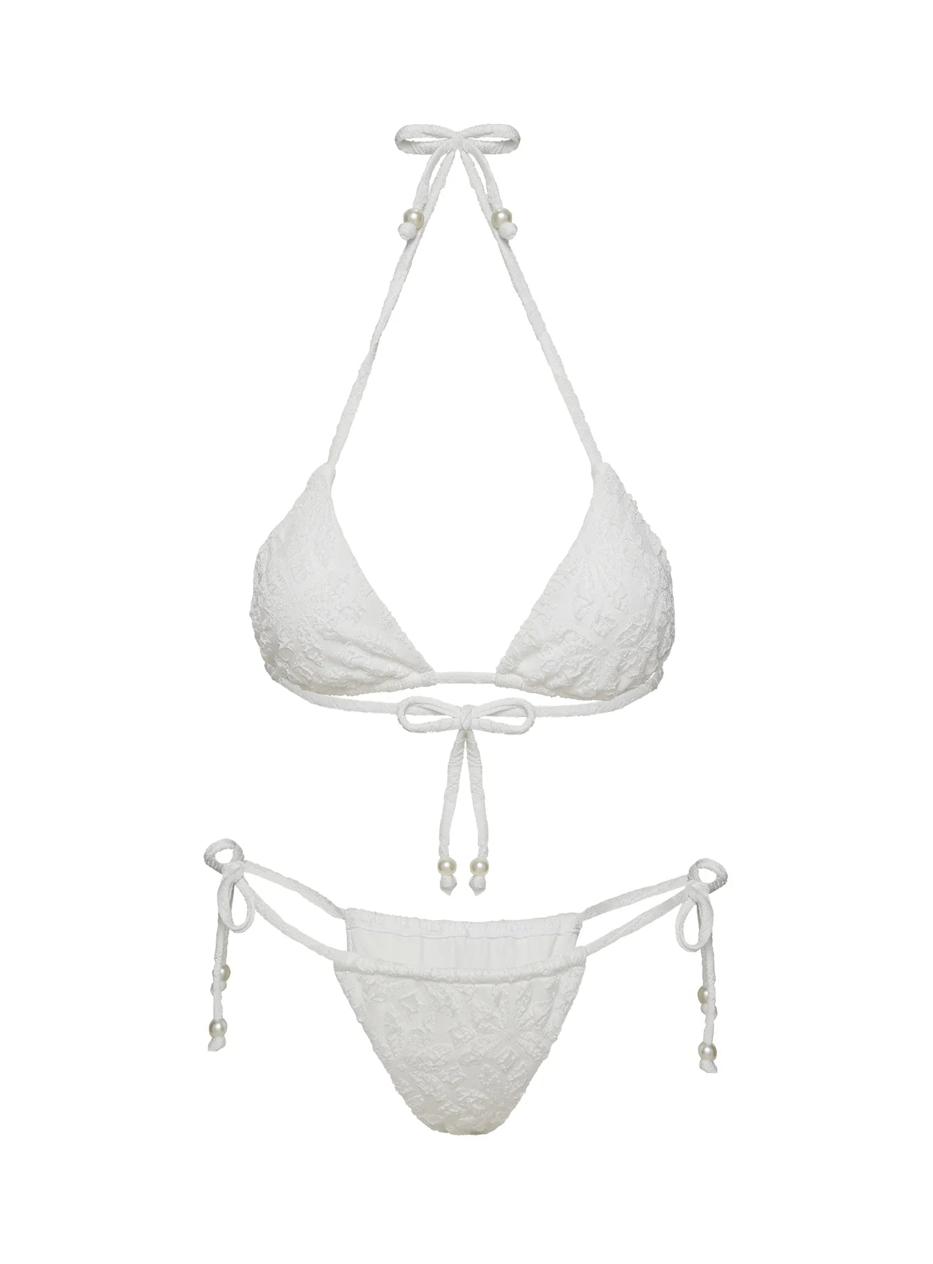 Jenner Triangle Bikini Top White Flower