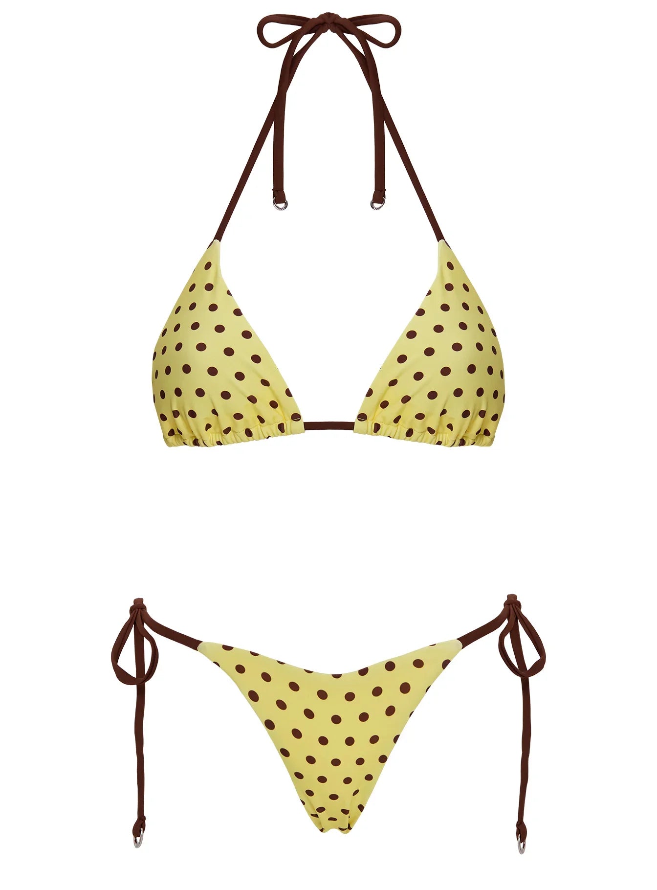 Jenner Triangle Bikini Top Yellow Polka Dot