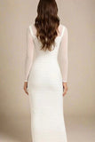 Robin Long Sleeve Bandage Maxi Dress White Pearl