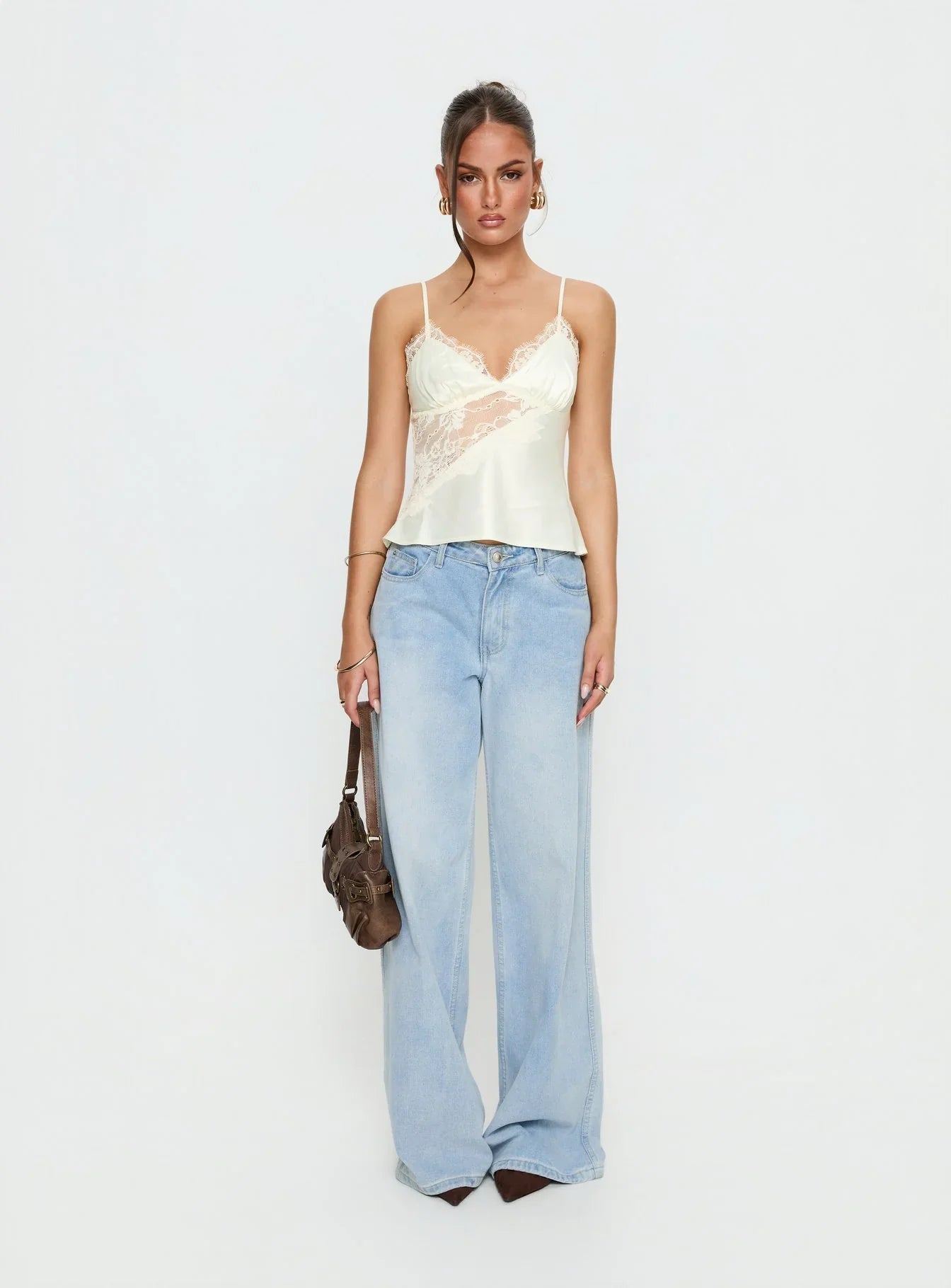 Annamari Lace Satin Cami Top Cream