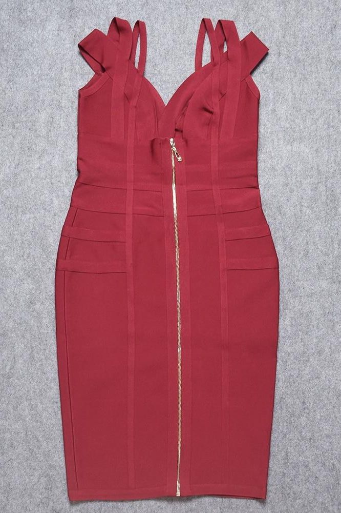 Sia Bandage Dress Red Wine Sale