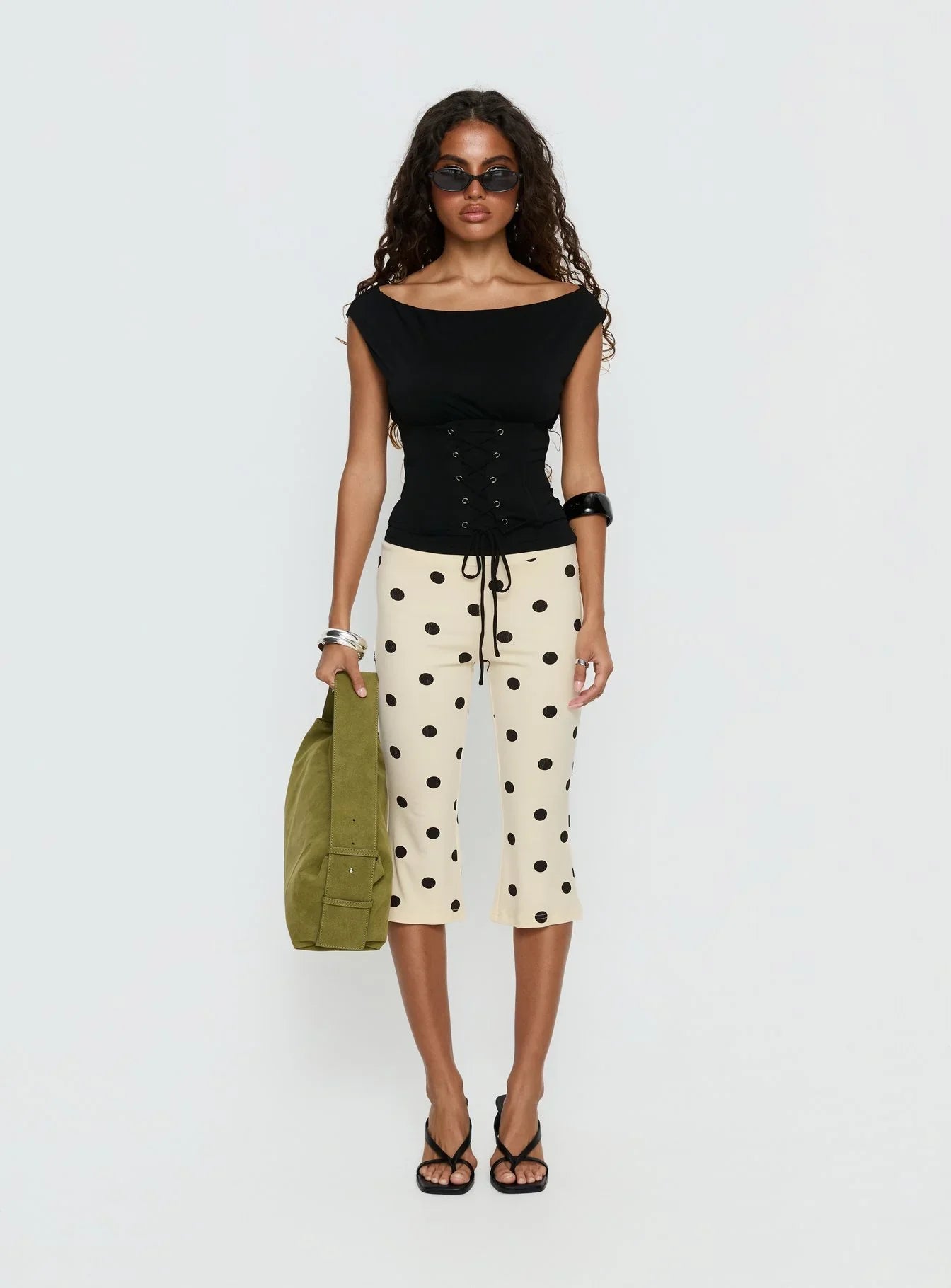 Samaira Capri Pant Cream Polka Dot