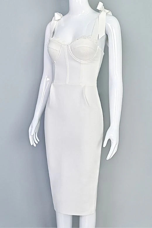 Payton Bandage Dress White Pearl