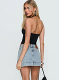 Warna Low Rise Denim Mini Skirt Light Blue Wash