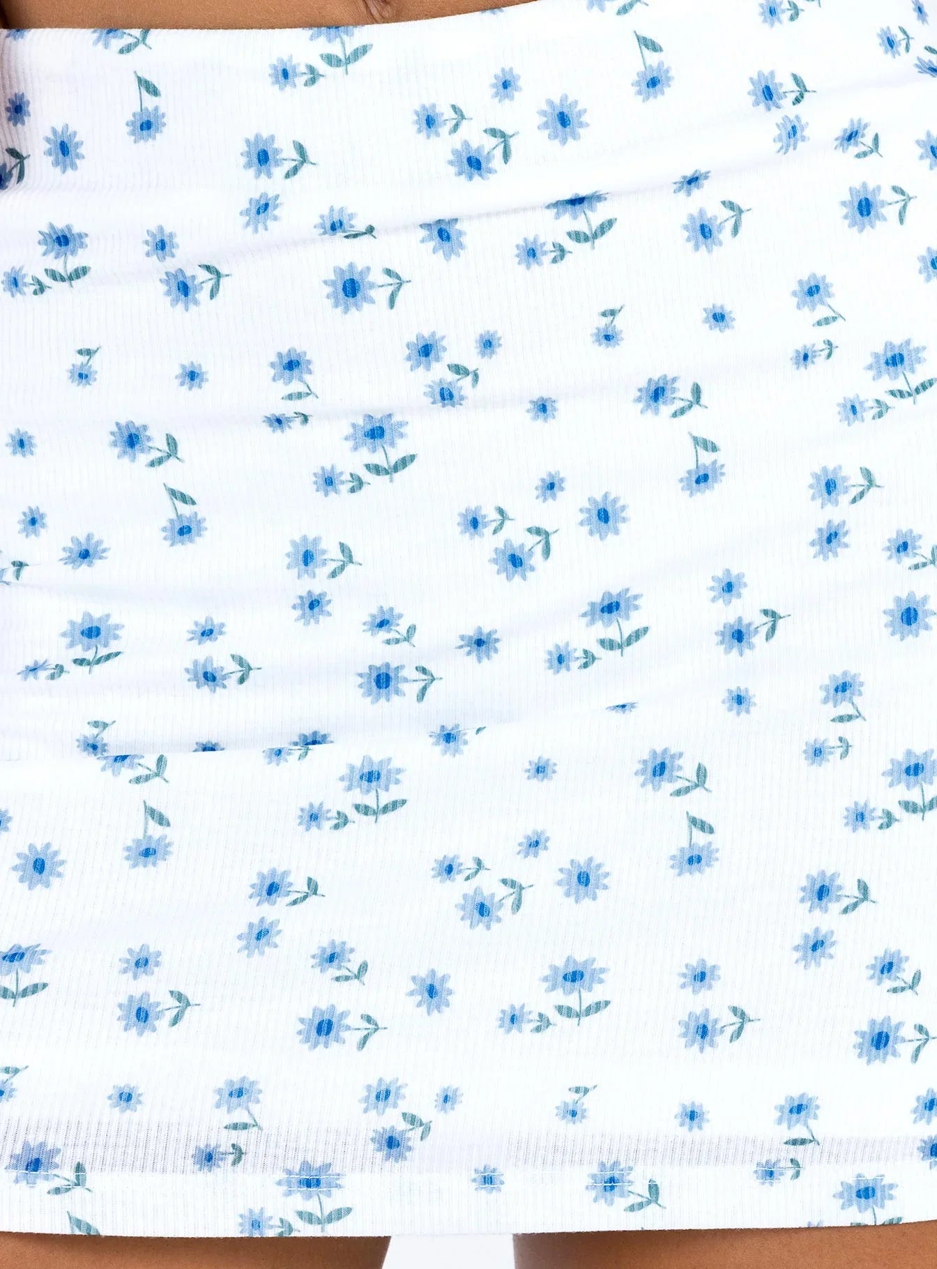 Selby Mini Skirt White Blue Floral