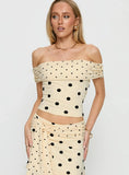 Aneira Off Shoulder Top Cream Polka Dot