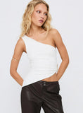 Machiatto One Shoulder Top White