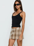 Cherice Sequin Mini Skirt Beige Plaid