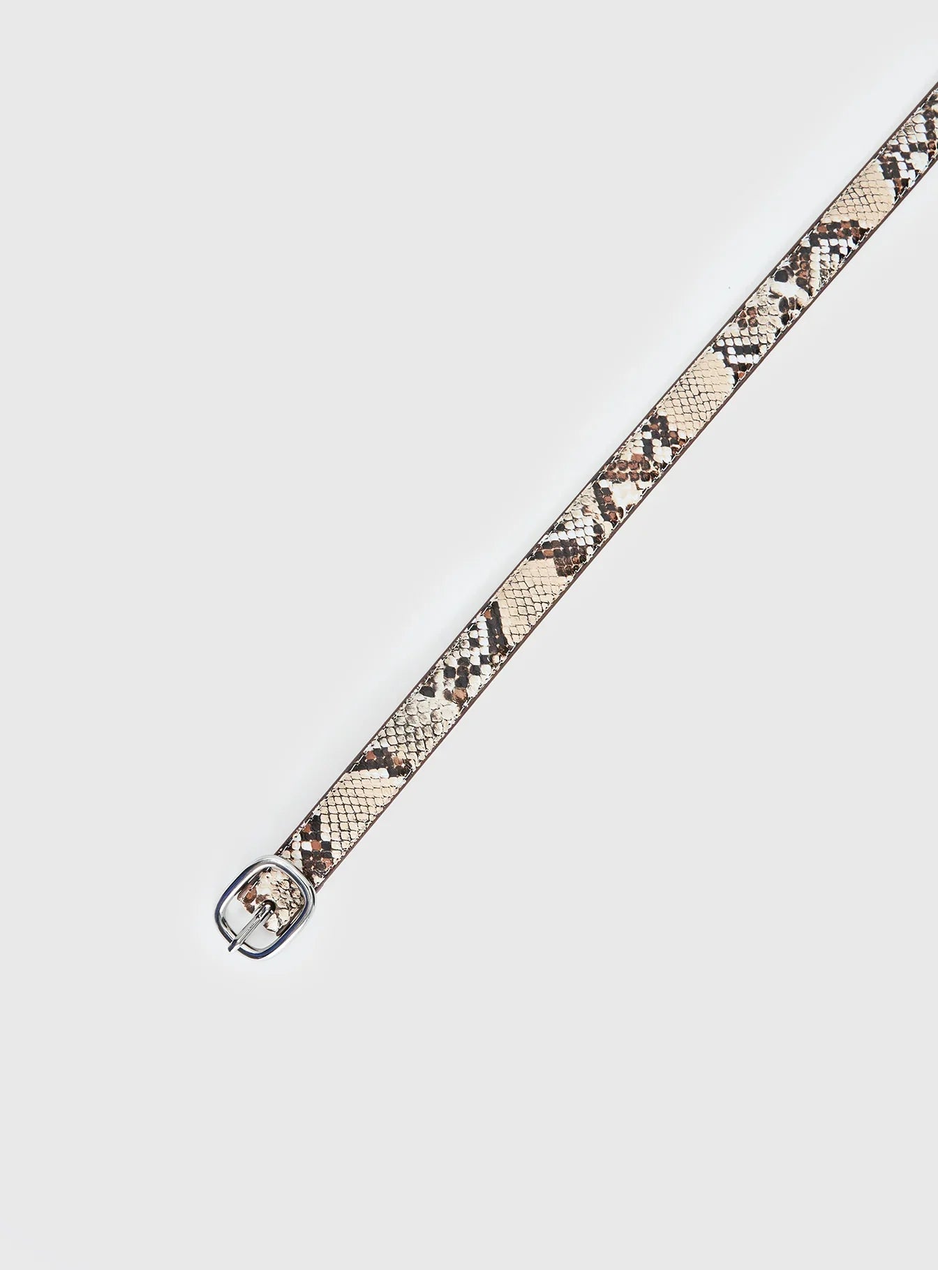 Jacksonne Faux Leather Belt Snake Silver