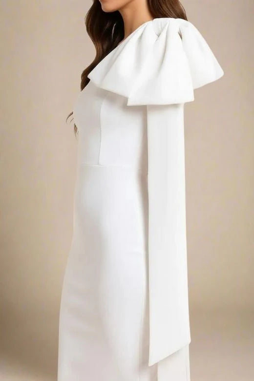 Lela Long Sleeve Bandage Midi Dress White Pearl