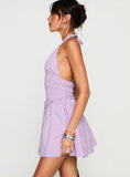 Attracted Halter Mini Dress Purple Stripe