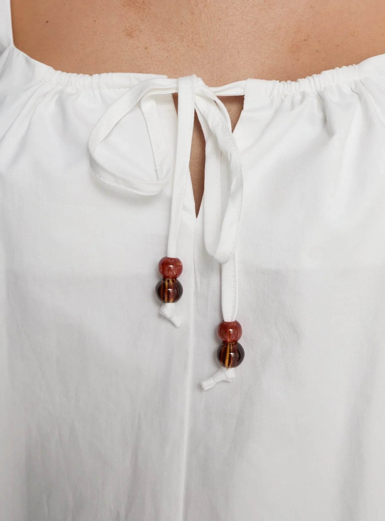 Barbel Square Neck Tie Detail Mini Dress White