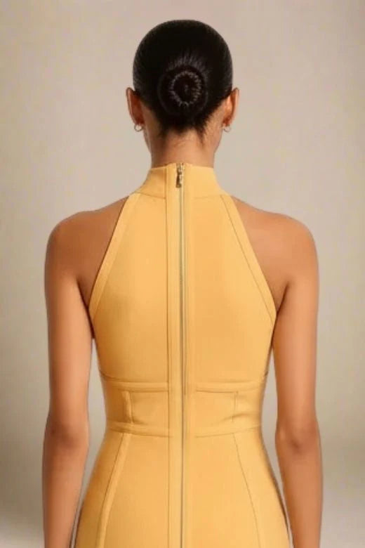 Lea Bandage Midi Dress Mustard Yellow