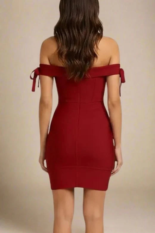 Penelope Bandage Mini Dress Red Wine
