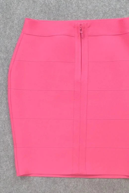 High Waist Bandage Striped Mini Skirt Hot Pink