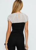Naria Top Chiffon White Basic Polka Black