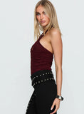 Eye Candy Ruched Bodysuit Burgundy