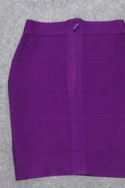 High Waist Bandage Striped Mini Skirt Plum Purple