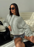 Baby Im Back Knit Sweater Grey Pink