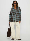 Perlita Long Sleeve Collared Shirt Brown Check