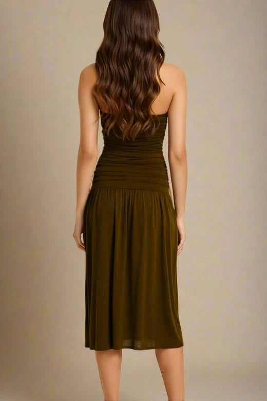 North Bodycon Wrap Midi Dress Chocolate Brown Sale