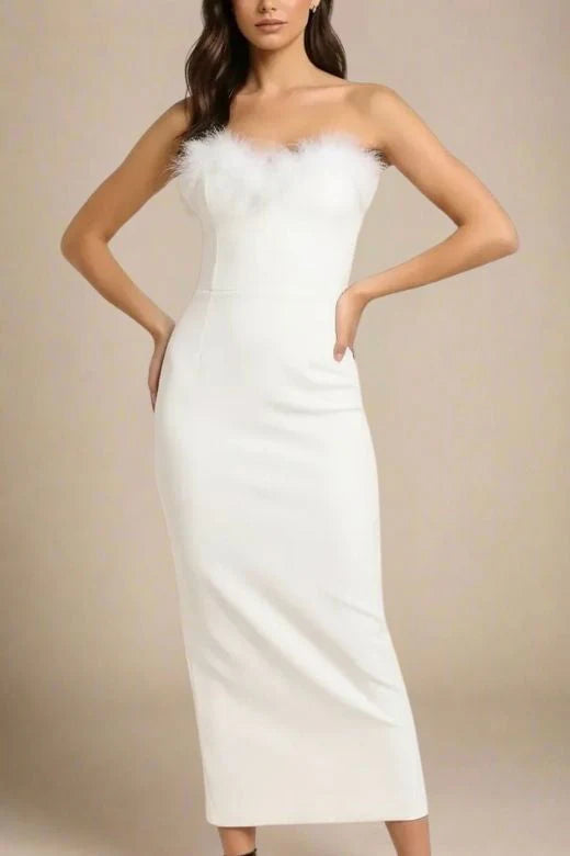 Erin Bandage Maxi Dress White Pearl