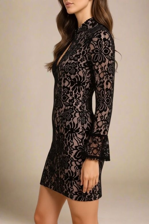 Charlotte Long Sleeve Bodycon Mini Dress Classic Black