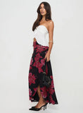 Cooperi Maxi Skirt Black Red Floral