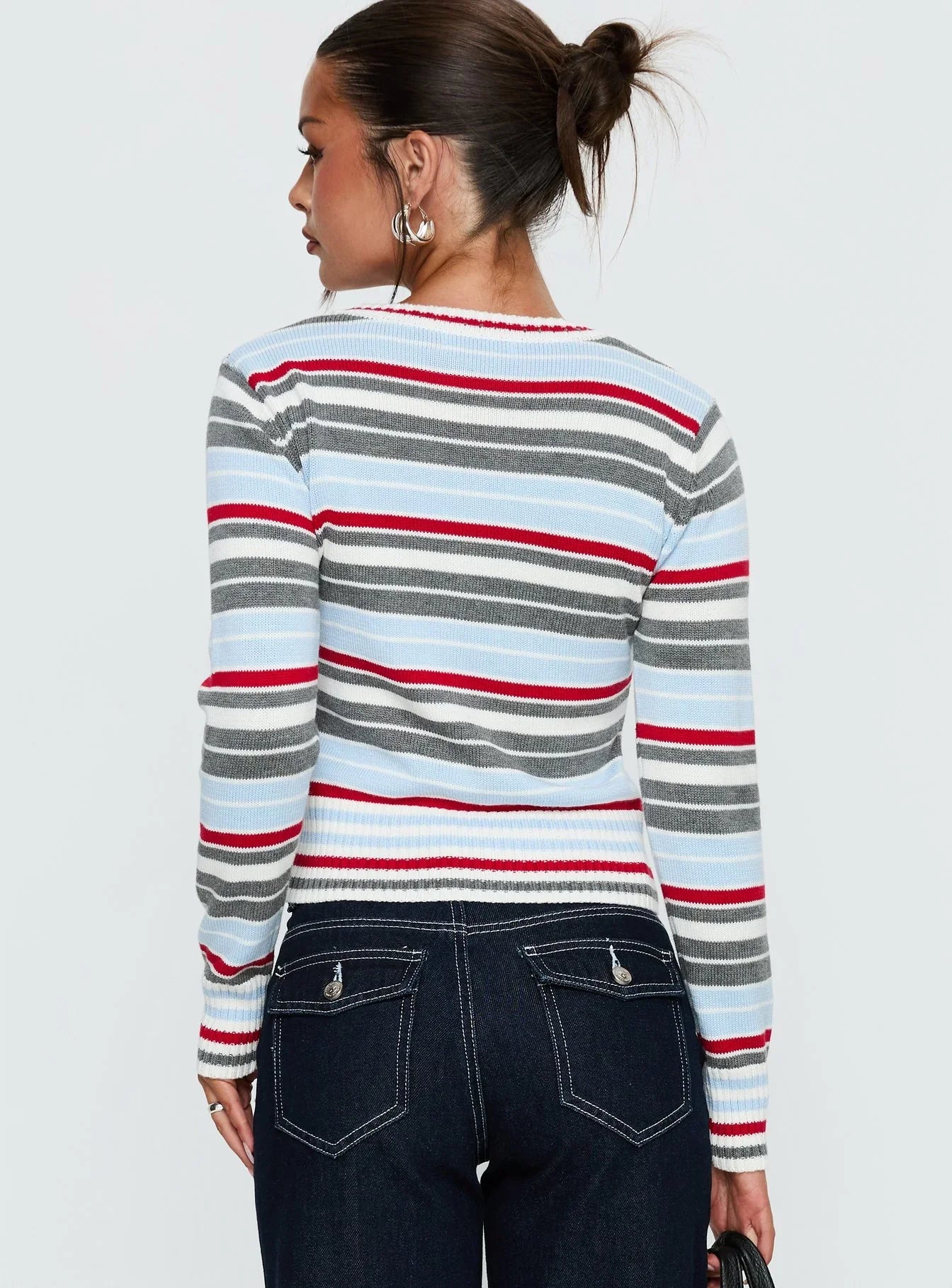 Briette Long Sleeve Top Blue Red Stripe