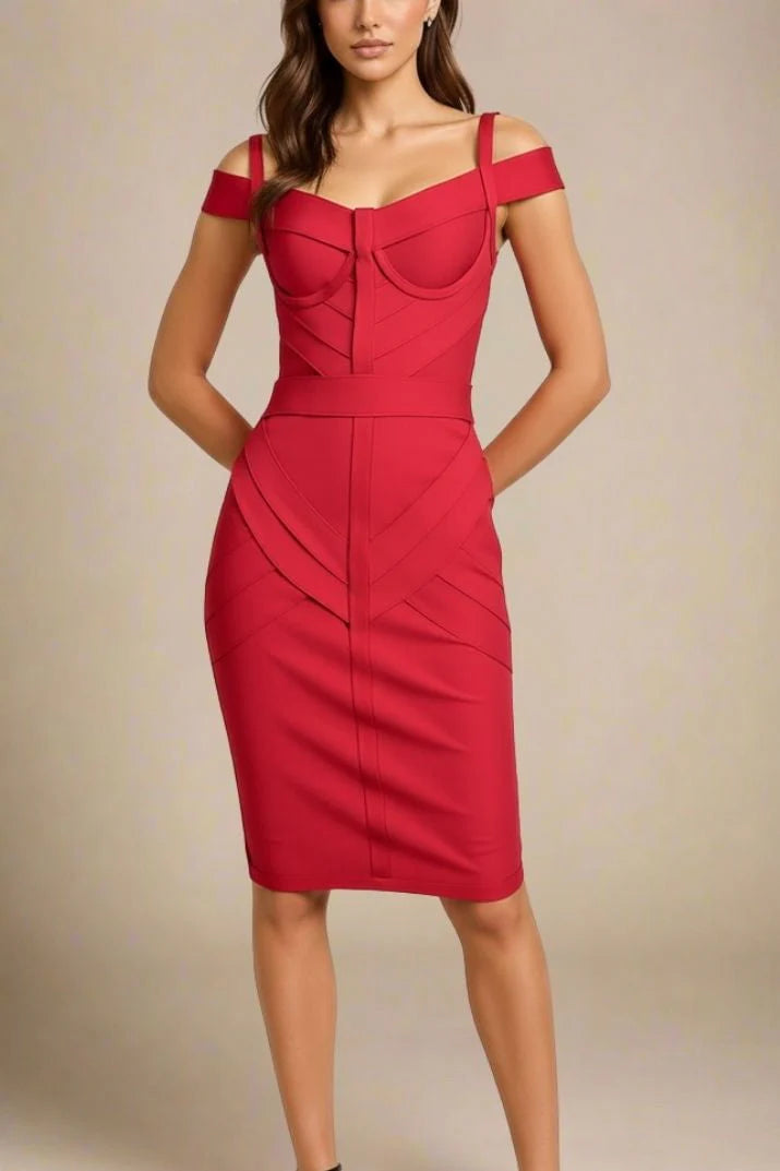 Sophia Bandage Dress Lipstick Red